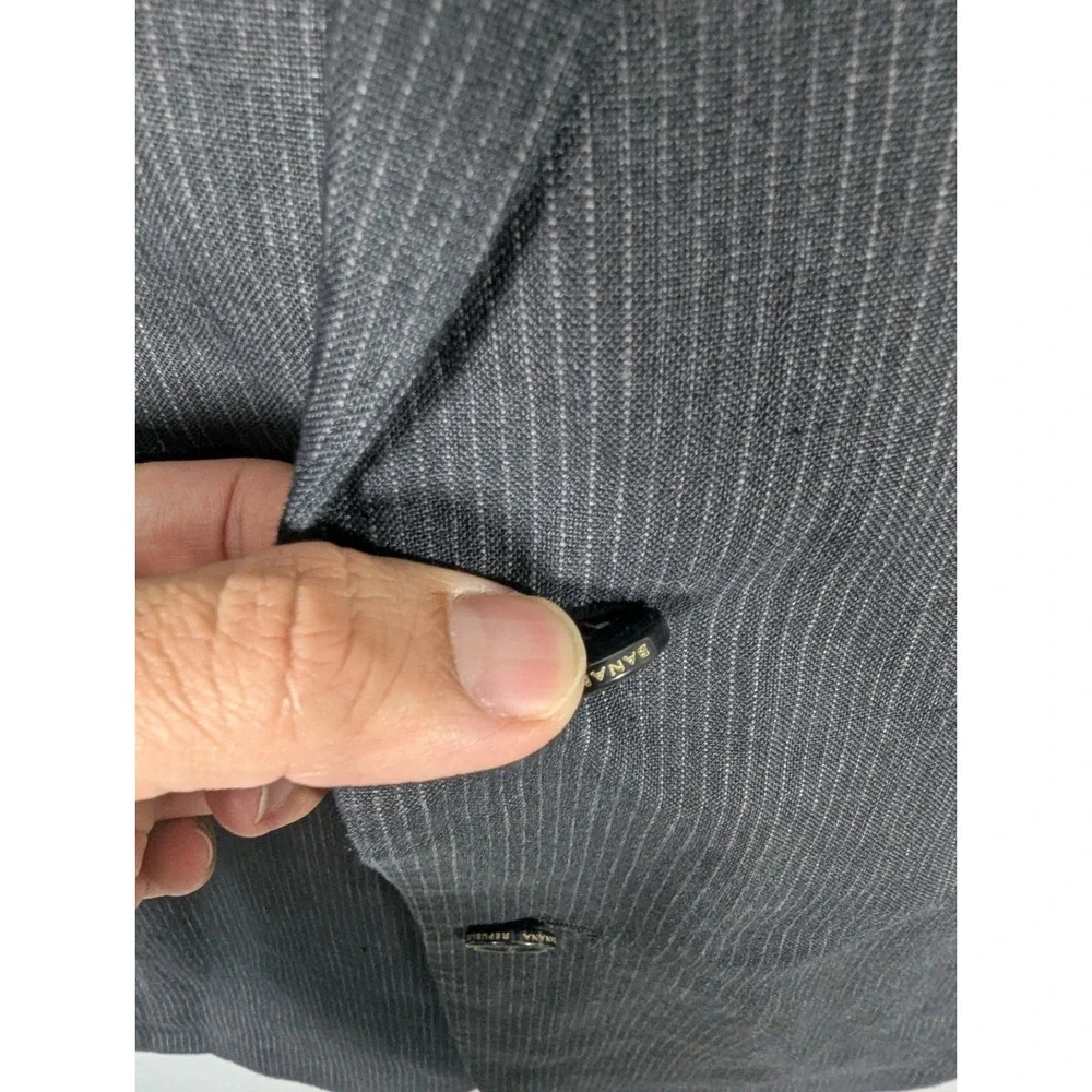 Banana Republic Linen Blazer Mens 40S Black Pinstripe Two Button‎ Career